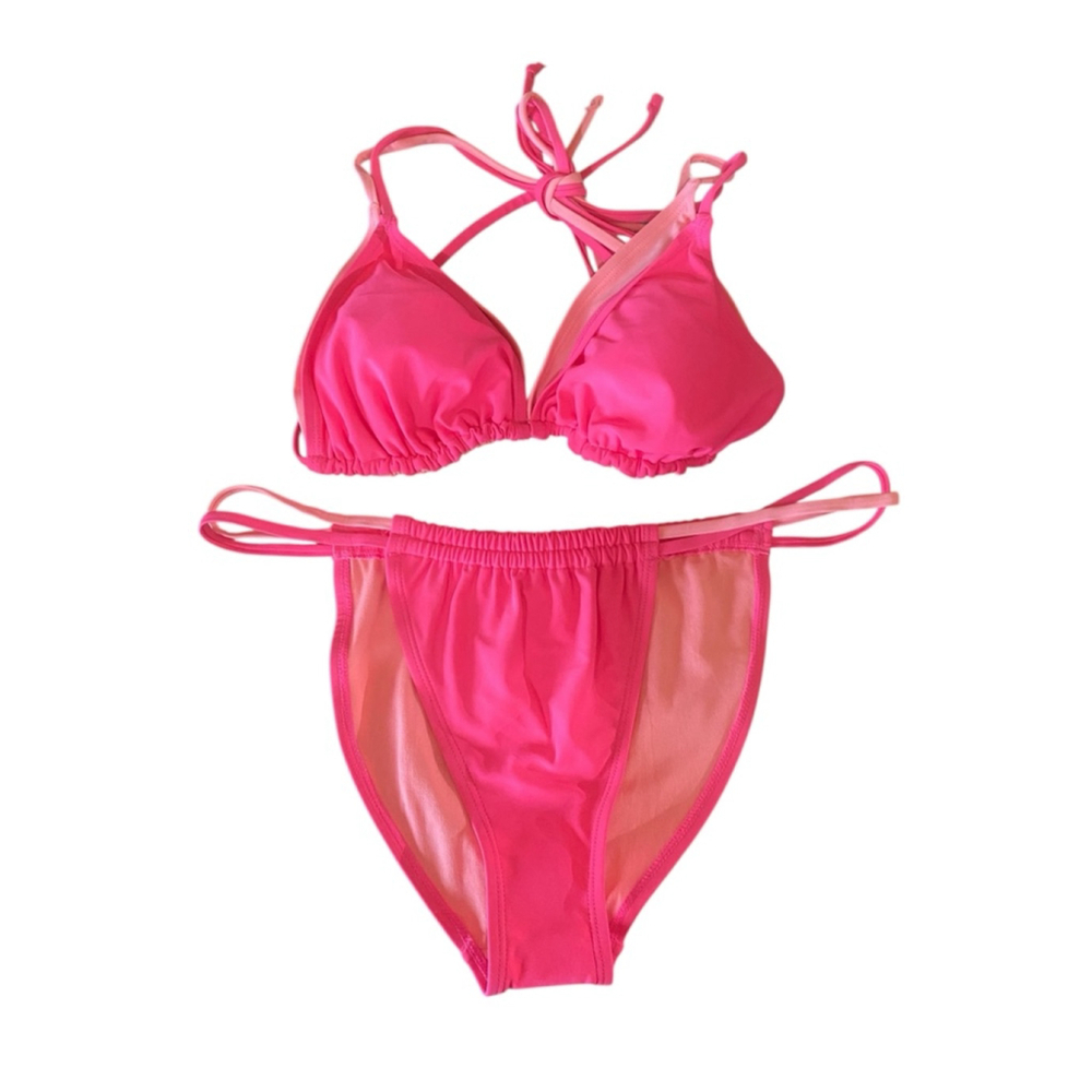 No Boundaries NOBO Juniors Swimsuit Bikini Color Hot Pink. L‎ (11-13) NWT